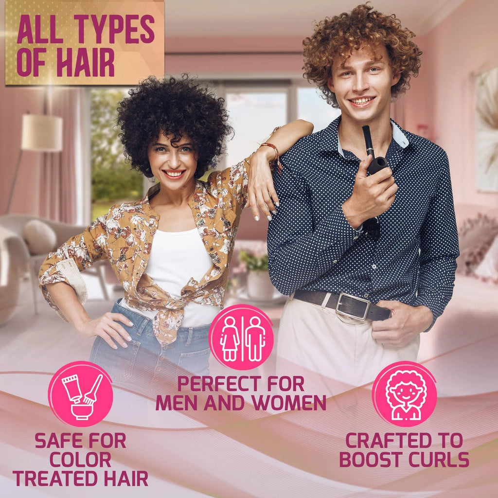 Curly Hair Shampoo and Conditioner Set Sulfate Free and Color Safe for Wavy Frizzy Fine Black and Permed Styles Moisturizing for Men and Women Deep Curl Hydrating Products with Argan Oil